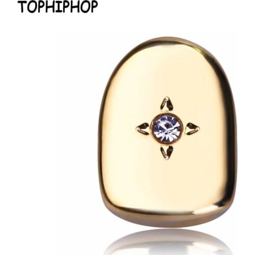 TOPHIPHOP Hip Hop Tooth Grill Mens Rapper Hip Hop Fashion Braces Single Star Golden Silver Tooth Grill