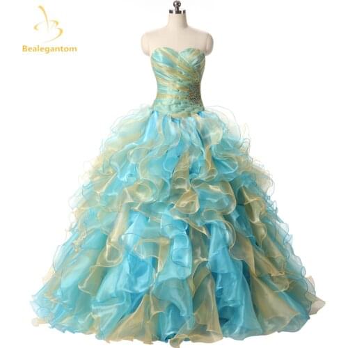Bealegantom Gradient Stock Quinceanera Dresses Ball Gown 2019 Beaded Crystals Lace Up Sweet 16 Dress Vestidos De 15 Anos QA1101