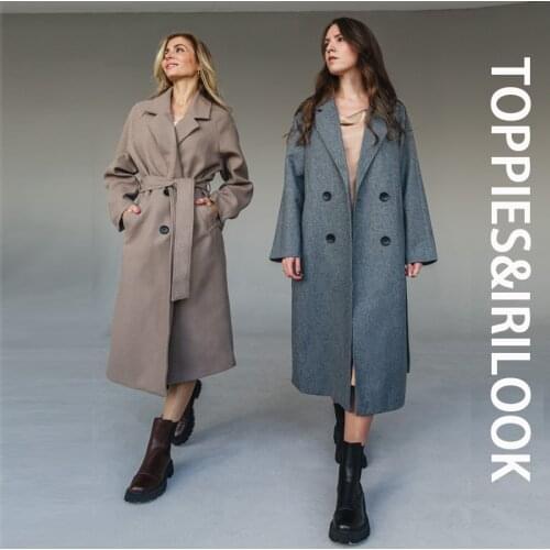 Toppies 2020 Fall wool coat women long coat jacket 50% wool ladies outwear double breasted outwear