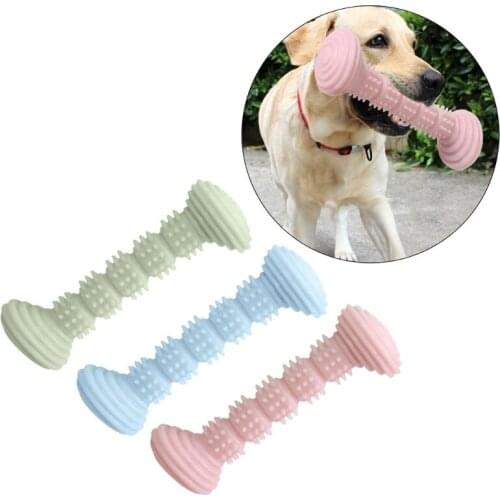 Dog Chew Toy Bone Shaped Bite-Resistant for Small Medium Dogs Pet Molar Stick Non-toxic Safe TPR Teeth Cleaning 3 Colors