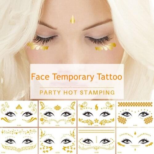 Gold Face Temporary Tattoo Waterproof Blocked Freckles Makeup Stickers Eye Decal Wholesale 2021 New Butterfly Stickers