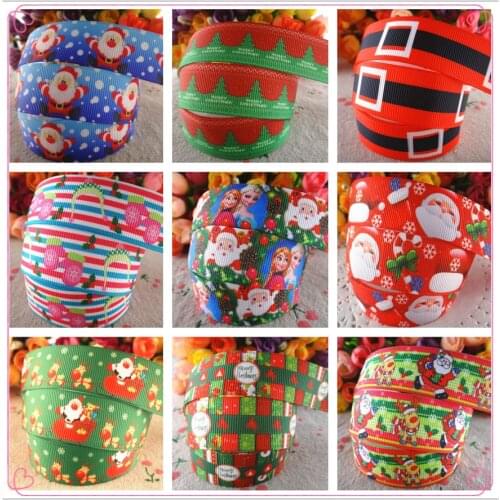 18092602, 7/8" 22mm 50 yards Christmas Day printed grosgrain ribbons DIY hair bows handmade materials