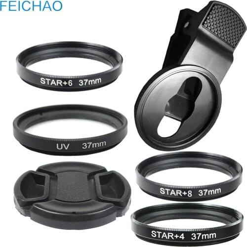 1x Smartphone Camera Lens Filter Set 37mm Clip 15X 20X Wide Angle Macro ND UV Star Line CPL Optical Glass for Mobile Cell Phone