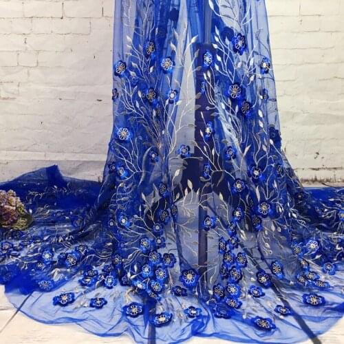 2Yards Pink Blue African Embroidered Lace Fabric Wedding Dresses Nigeria Guipure Lace Fabri diy cloth curtain decorative fabrics