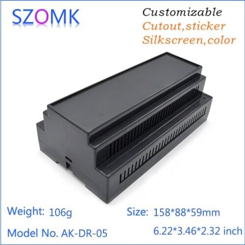 4 pcs, 158*88*59mm din rail plastic box for eletronics project junction box wall mounting plastic PLC enclosure device box