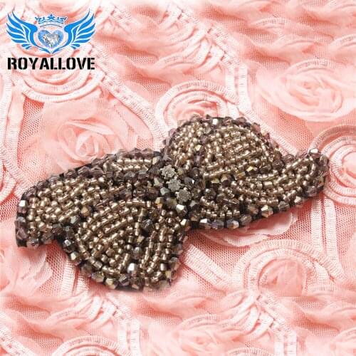 50 pcs) Handmade Sew On Beaded Crystal Diamante Rhinestone Applique for Bridal Wedding Dress Sash Headbands hair accessories