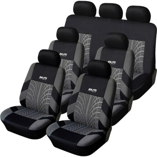 7PCS Track Detail Style Car Seat Covers Set Polyester Fabric Universal Fits Most Cars Covers Car Seat Protector