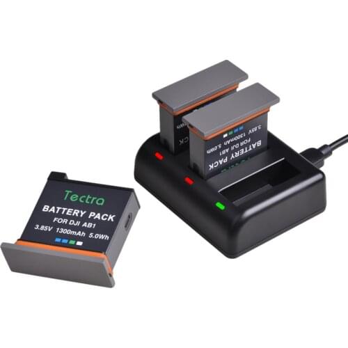 3.85V 1300mAh AB1 Battery +3 slot USB Charger with Type C Port for DJI Osmo Action Sports Camera AB1 Battery
