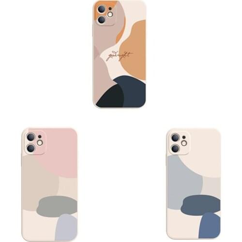 Watercolor Silicone Mobile Phone Case for IPhone 11 Shatterproof Frosted Mobile Phone Case Art Geometry Phone Case for IPhone11