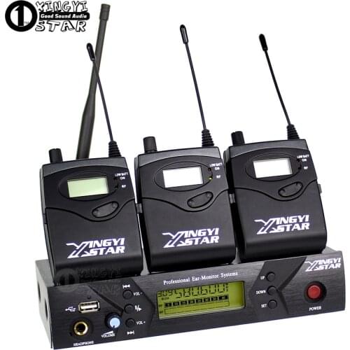 Wireless Recording Studio In Ear Monitor System Professional Stage Monitoring in Earphone 3 Receiver With 1 Cordless Transmitter
