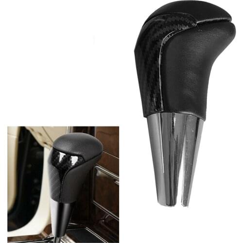For Toyota Land Cruiser Carbon Fiber PU Leather Automatic Shifting AT Shifting Pusher Gear Shift Knob Head Cover