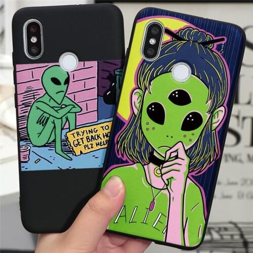 Cartoon Aesthetics Alien Space Case For Xiaomi Redmi Note 9 8 9S 8T 5 6 7 Pro 4X 5A Plus 6A 7A 8A 10X K20 K30 Pro TPU Back Cover