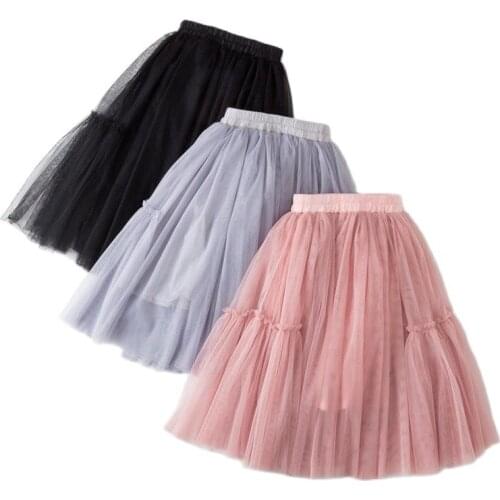 Baby Girl Pleated Layered Skirts Kids Ball Gown 2020 Spring Autumn Solid Color Mesh Long Skirts Girls Princess Skirt Fairy Tulle
