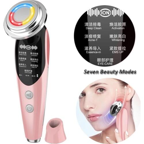 EMS rf Face Lifting Machine LED Light Therapy Photon Skin Tightening Galvanic Ion Cleaning Facial Massager Beauty Eye Care Tool