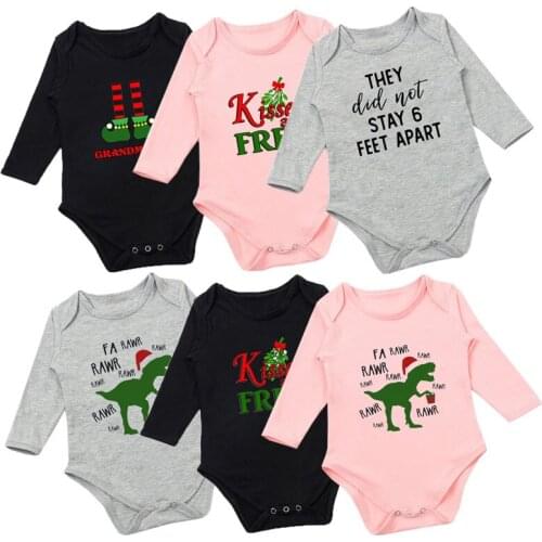 Cotton Newborn Clothes Romper Boy Girl Pajamas Christmas Dinosaur Letter Print Long Sleeve Baby Clothing Triangle Climbing Suit