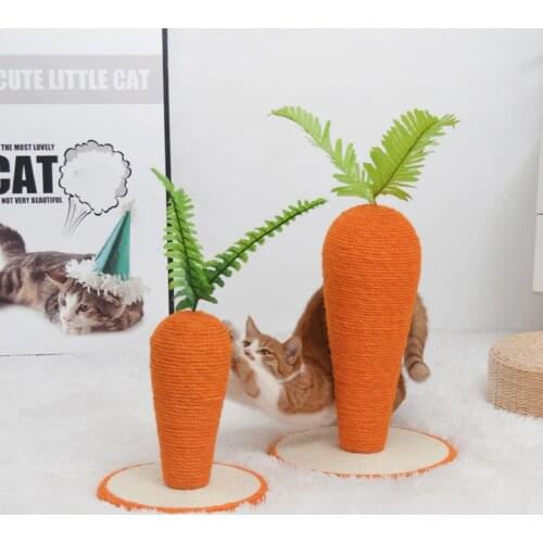 Sisal Cat Scratching Post Toy Carrot Activity Tree Interactive Toys for Kitten and Small Cat