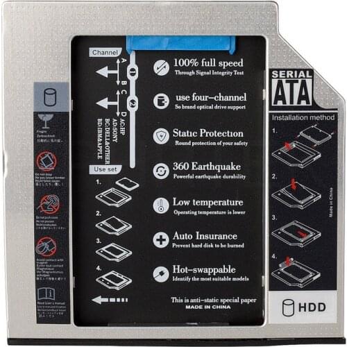 Kphrtek 1pc SATA SSD HDD Caddy Laptop Optical Drive Bay Aluminum Adapter 12.7mm Second 2.5"