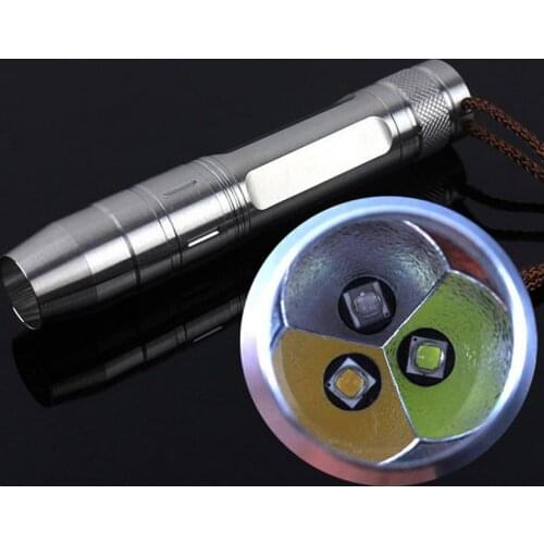 Stainless Steel Mini XPE R5 LED Flashlight Torch 395nm UV Cool white warm white Light 18650 LED Flash Light Jade test