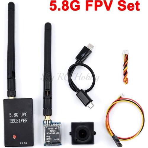 FPV 5.8G TS5823S TS5823 200mw 40CH Mini Transmitter + Receiver UVC Video Downlink OTG VR + 700TVL 2.8mm PAL Camera For RC Quad
