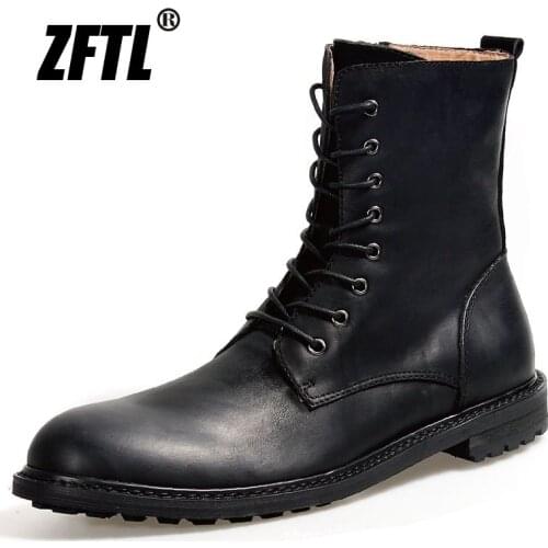 ZFTL Mens Army boots 2021New Casual trend British Boots ManTooling Boots Winter snow Boots Thick sole Non-slip Lace-up boots