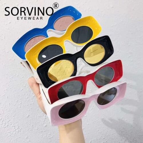 SORVINO INS Popular Unisex Candy Color Rectangle Sunglasses For Women Men Trend Optical Computer Sun Glasses Oculos De Grau
