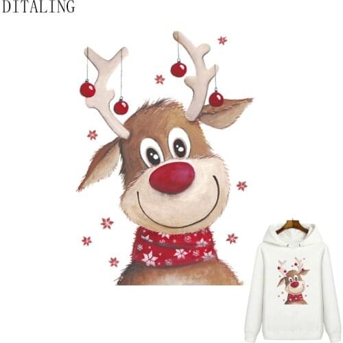 Santa Claus Elk Patches On Clothes Heat Transfer Parches For Kids Ironing Stickers Easy Use Washable Appliqued Christmas Patch