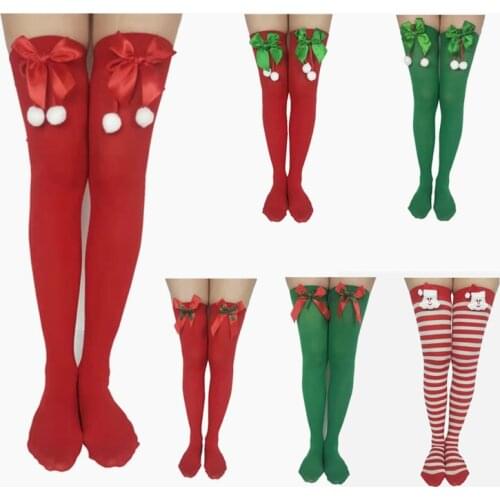 Happy New Year Christmas Decor Woman Stockings Sexy Striped Nylon Stockings Cosplay Leggings Xmas Gifts Natal Noel Navidad 2021
