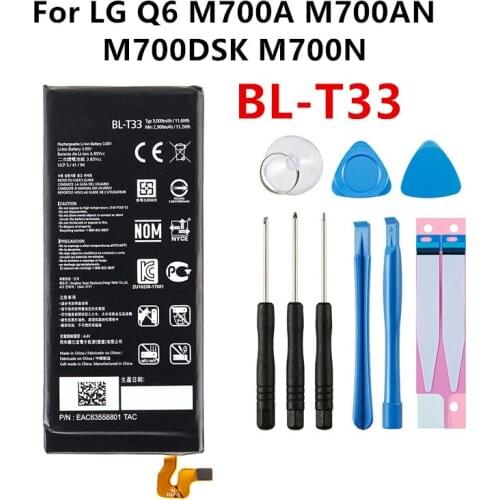Original BL-T33 3000mAh Replacement Battery For LG Q6 M700A M700AN M700DSK M700N T33 BLT33 Mobile phone Batteries +Tools