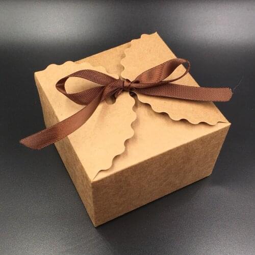 50pcs/lot Kraft Brown Gift boxes,Paper DIY Handmade Candy/Jewelry/Cake packing boxes with free rope
