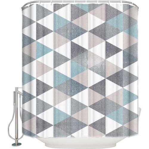 Rhombus Plaid Retro Shower Curtain High Quality Bathroom Waterproof Fabric Toilet Simple Style Decor Shower Curtains