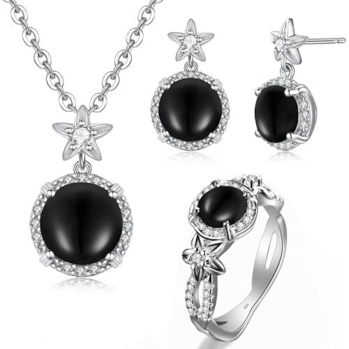 SDOOU Silver 925 Jewelry Set For Women Sterling Silver 925 Ring Earring Pendant Necklace Set Handmade Fine Jewelry Party Gift