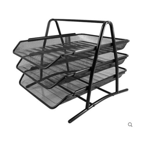 Mesh Three-layers Stationery Holder Metal Desktop Organizer Office Supplies