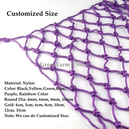 6/8/10/12/15cm Grid Mesh Purple Nylon Safety Protection Nets Stairs Toddler Safe Deck Anti Falling Net Round Dia 8~10mm