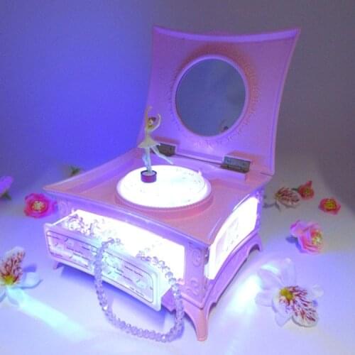 European Style LED Light Elegant Ballerina Musical Box Clockwork Automatic Rotation Christmas Gifts for Beautiful Girls