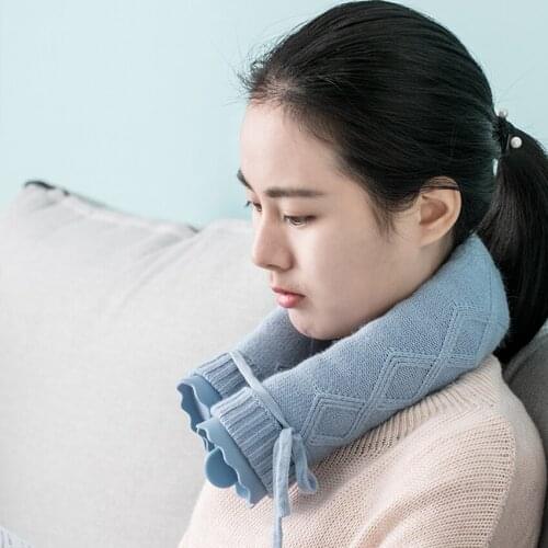 U-shaped Microwave Heating Hot Water Bag with Knitted Cover Silicone Neck Shoulder Warmer for Pain Stress Relief, Muscle Relax