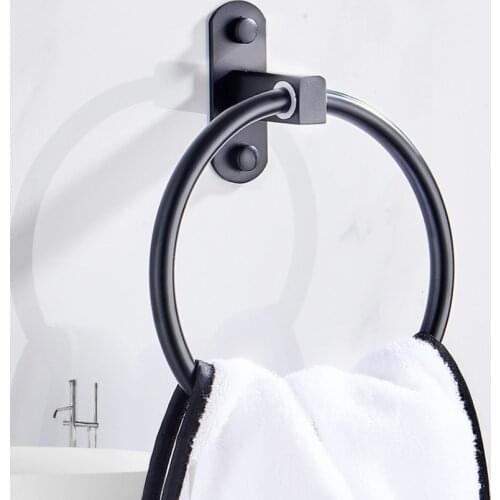 Bathroom towel ring hand towel holder Stainless Steel towel rack black bath accessories porte serviette mural salle de bain