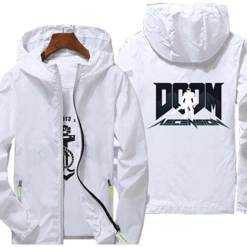 DOOM Jacket Spring Autumn reflective zipper Windbreaker waterproof Jackets men street Hooded thin Coats