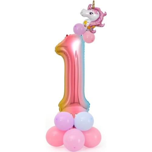 Macaron Number Balloons 1st Birthday Ballon 3 Year Happy Birthday Baloon Graduated Foil Balon Baby Shower Decorations Kids Girls