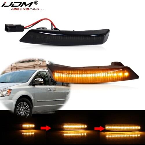 Amber LED Sequential Flash Side View Mirror Turn Signal Blinker Light Assembly For 08-16 Chrysler Town & For Dodge Grand Caravan