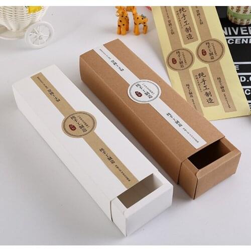 Drawer type Kraft paper packing box for macaron cookies biscuit pastry nougat candy gift box W8845