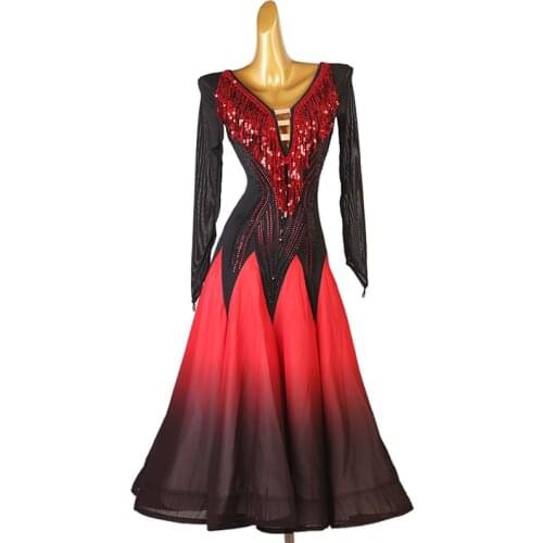 Modern Dance Skirt Woman Sequined Ballroom Dance Big Swing Skirt Adult Elegant Professional Waltz Dance Stage Competition Skirt