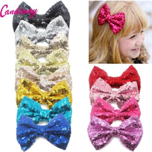 Candiway Newly Bow Tie Sequins Hairpins Lovely Kids Scrunchy Bowknot Shape Children Hair Accessories Girls Hair Clip Hairwear