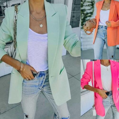 OL Workwear Blazer Casual Women Solid Long Sleeve Pocket Slim Office Lady Blazer Jacket Suit 1pcs Sale WDC8490