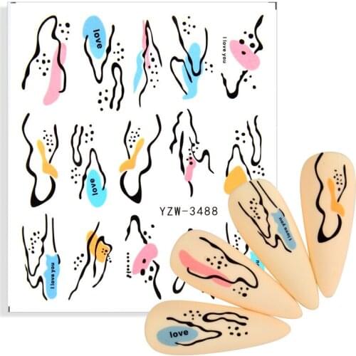 1 Sheet Marble White Black Blue Gradient Sticker for Nails Texture Full Wrap Nail Art Water Tattoo Manicure Decor Decals