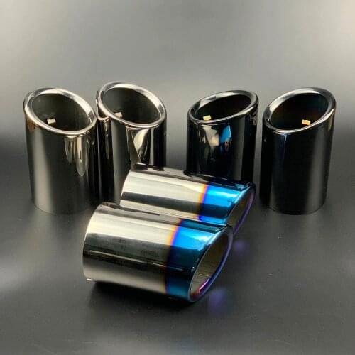 1 Pair Stainless Steel Car Exhaust Straight Tail Pipe Tips 80mm Inlet For AUDI A4 A5 A6 Q3 09-16