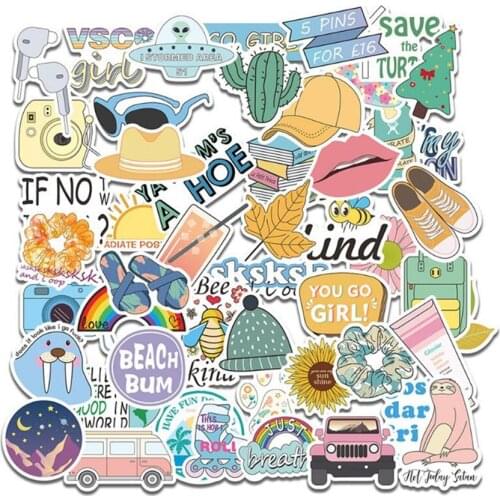 10/30/50PCS Stationery Cartoon Cute Fresh Graffiti Stickers Waterproof Notebook Hand Account Stickers Decorative Toys Wholesale