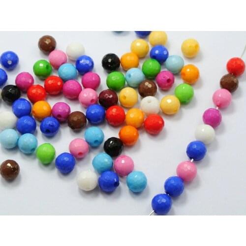 200 Mixed Bubblegum Color Acrylic Faceted Round Beads 8mm(0.32")