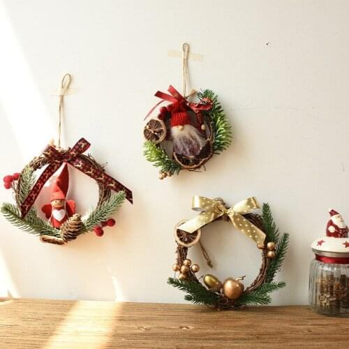 2022 Christmas vine ring small wreath pendant Christmas tree decoration hotel door decoration window scene atmosphere decoration