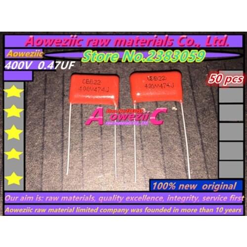 50 PCS CBB22 400V 0.47UF 474 capacitor foot distance 15MM