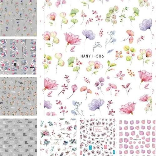 50pcs Spring Summer Colorful Flower Letter Design Nail Art Adhesive Sticker Decal for Gel Nail Polish Decoration